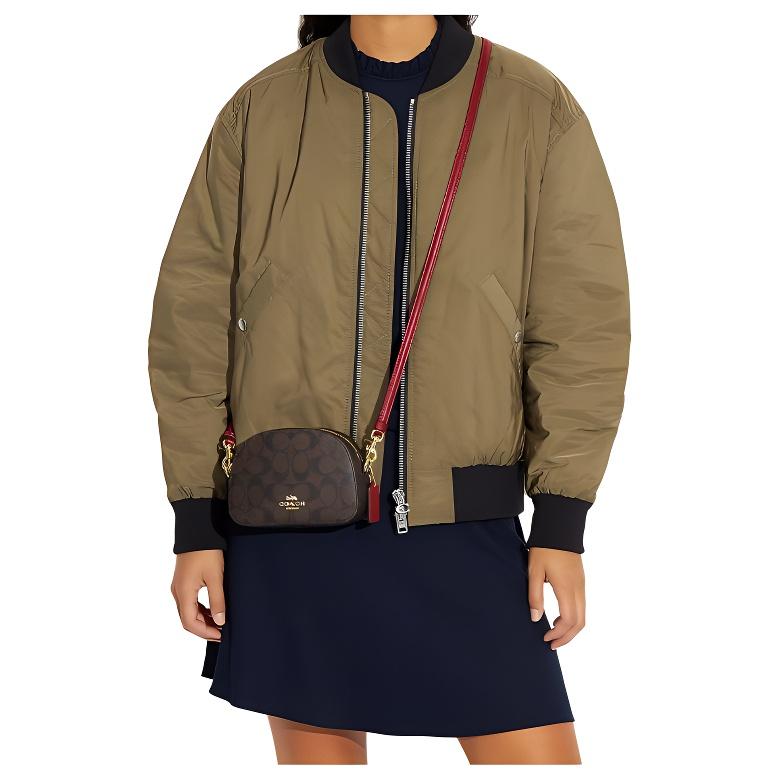 COACH Serena Signature Coated Canvas With Smooth Leather Crossbody Bag, Shoulder Bag Regular Women's Tan 2628-IMRVQ