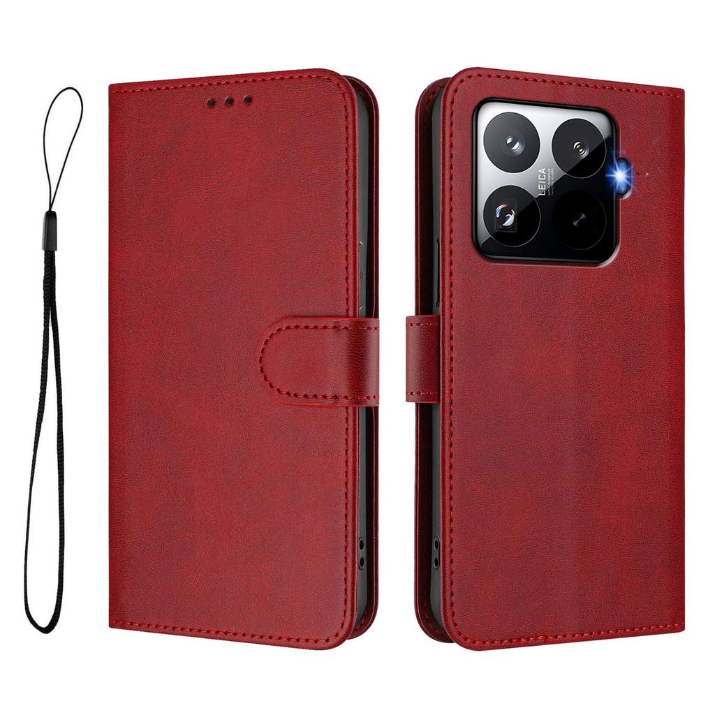 For Xiaomi 15T Pro Wallet Case RFID Blocking Calf Texture Leather Stand Phone Cover with Strap