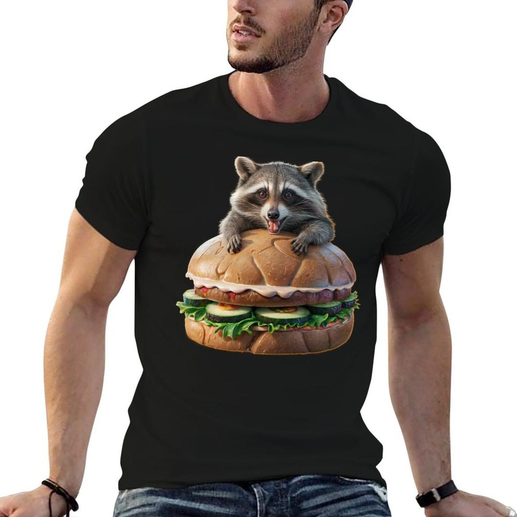 A Raccoon and His Sandwich T-Shirt Large Size Tee