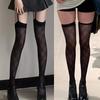 Women'S Sexy Stockings Diamond-Shaped One-Piece Halter Long Socks Black Silk Japanese Style For Girls Simple Fashion Stockings