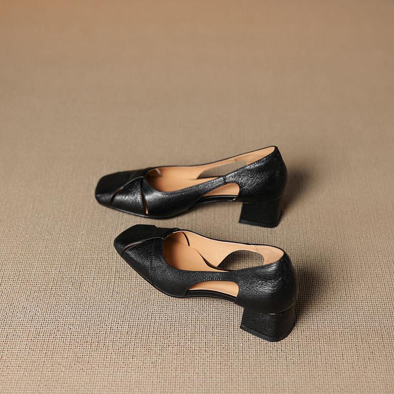 Elegant Medium Heel Women's Shoes Summer New Breathable Hollow Comfortable Sandals Fashion Luxury Outdoor Party Chunky Pumps