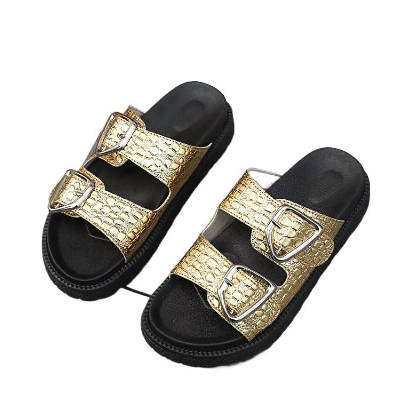 Foreign Trade Rubber Slippers PU Muffin Bottom Middle Heel (-cm) 2025