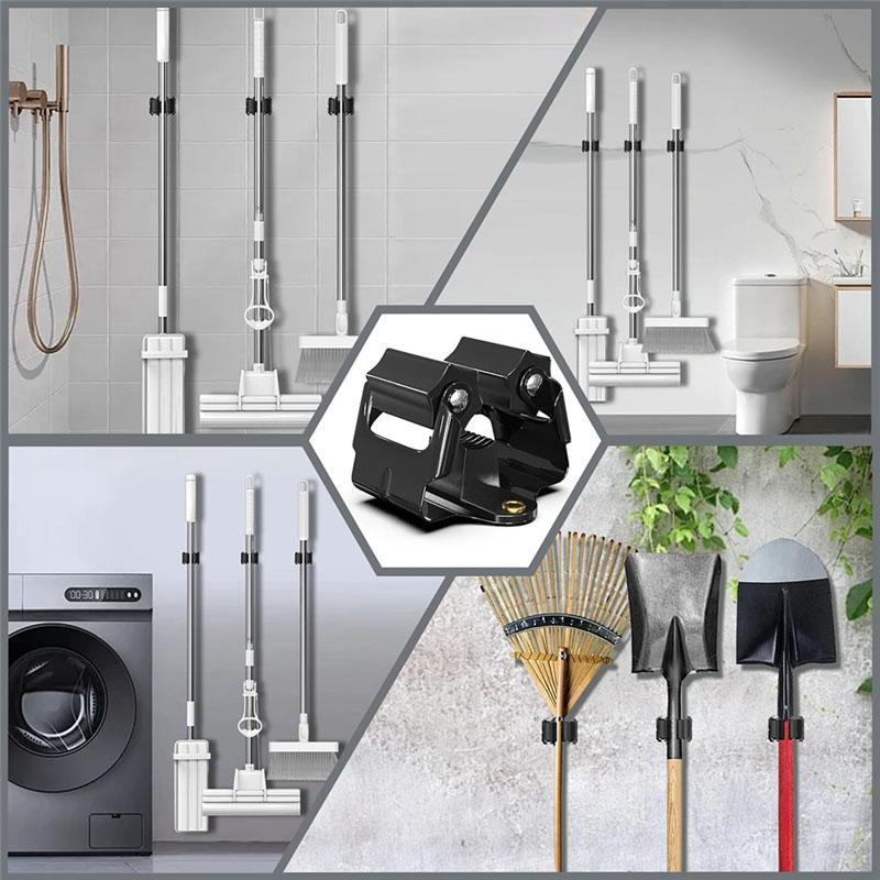 3-H Wall Mounted Broom Holder Multi-Pack Stainless Steel Garden Tool Holder For Home Kitchen Bathroom Garage Tools