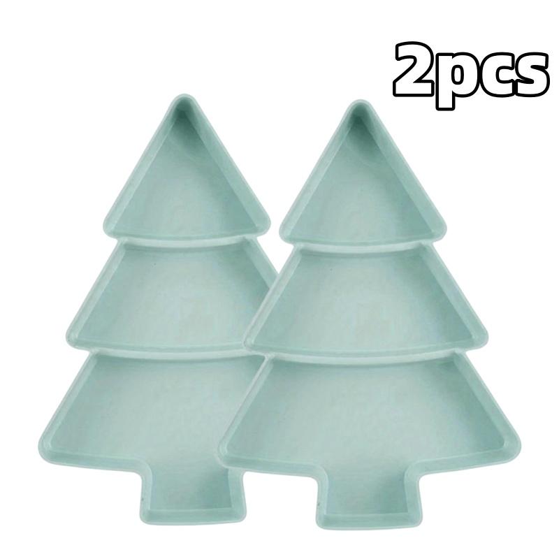 Festive Tree Shape Serving Fruit Plate Household Plastic Tray Portable Nuts Snacks Dishes For Christmas Holiday Party Decoration