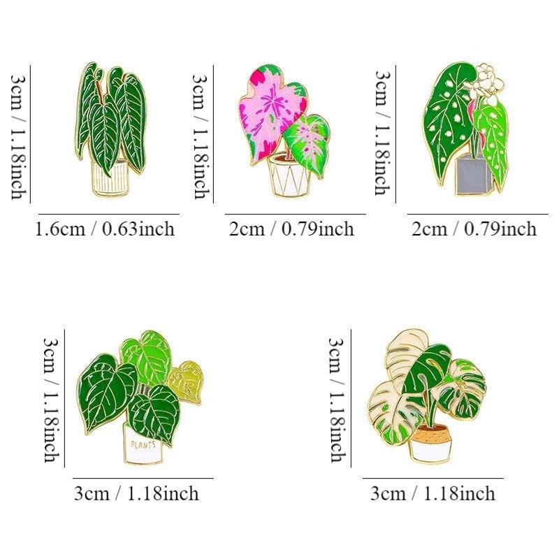 Creative Cartoon Potted Flower Enamel Brooch Badge Pastoral Green Leaf Brooch Suitable for Men and Women Hats Bags Clothes Gifts