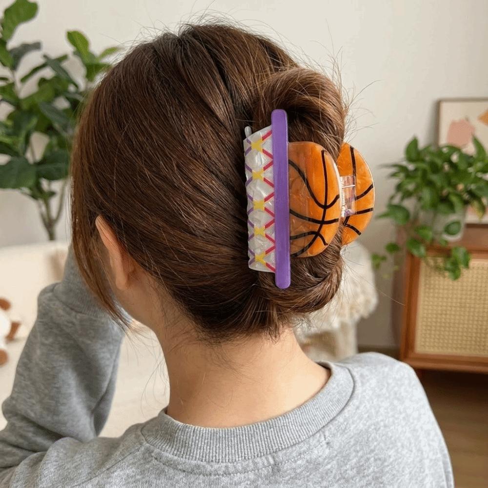 Trendy Style Basketball Print Hair Claw Creative Design Football Hair Clip Casual Wear