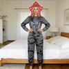 Pijama Macacão Flor Carnívora Adulto para Homens Mulheres Natal Cosplay Fantasia Peça Única Roupa de Dormir com Capuz Macacão
