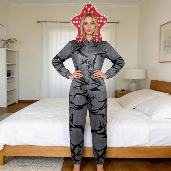 Erkek Kadın için Yetişkin Etçil Çiçek Tulum Pijama Noel Cosplay Tek Parça Kostüm Kapüşonlu Pijama Tulum