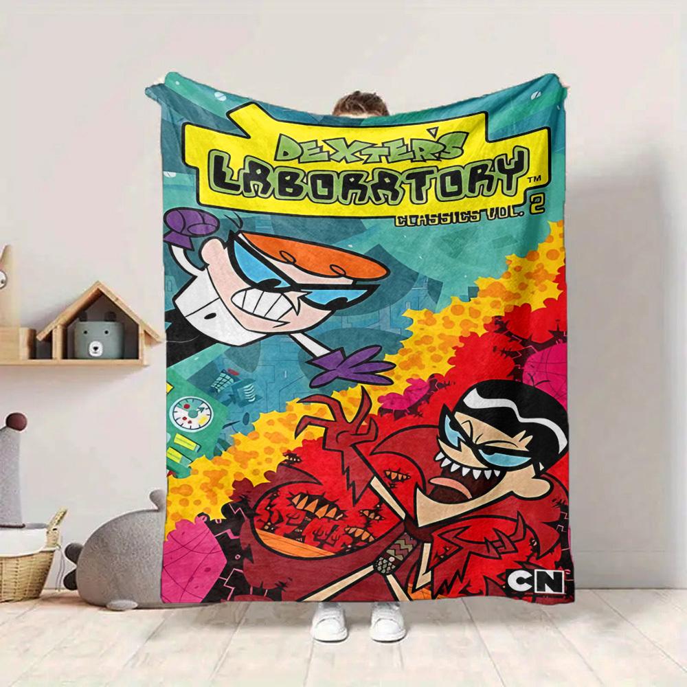 1pc Dexter's Laboratory Classics Cozy Print Blanket Lightweight Warm Flannel Throw Blanket For Sofa, Bed, Living Room