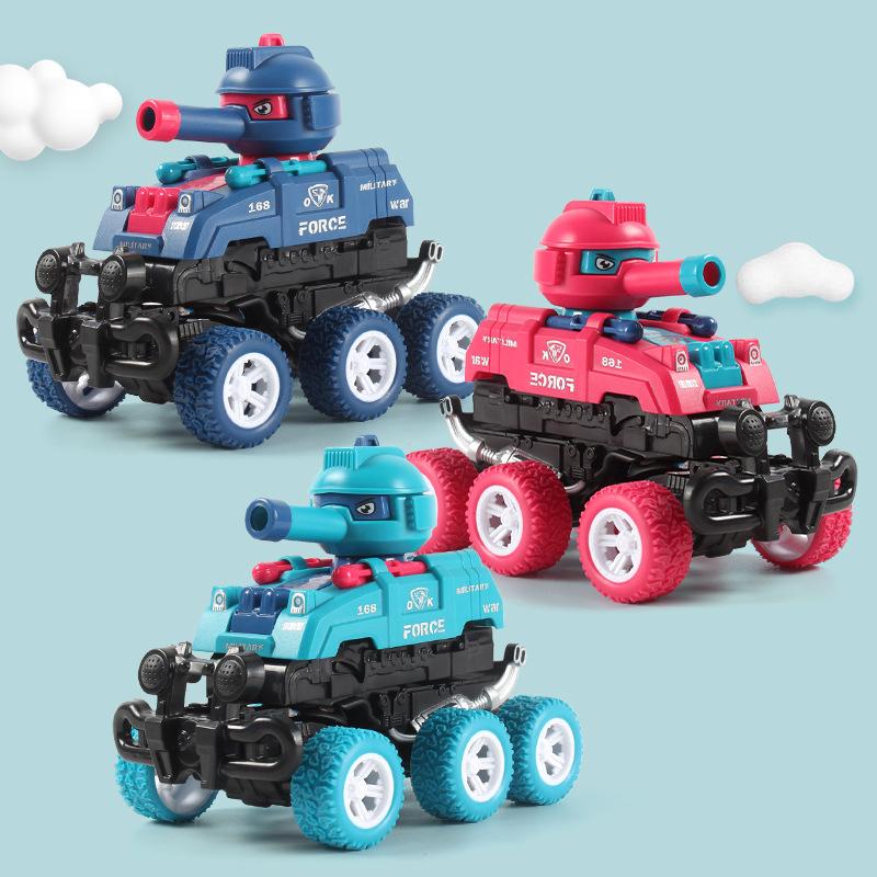 1 Piece Gift For Boys Girls Collision Deformation Can Launch Tank Simulation Walking Six-Wheel Inertial Off-Road Vehicle Model