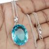 Pandantiv Mare de 14ct Pandantiv Topaz Albastru Piatră Prețioasă Albastru Elvețian Pandantiv de Nuntă Pentru Bărbați și Femei