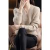 Autumn and Winter New V-neck Pullover Sweater Women's Fashion Loose Simple Knitted Thickened Tops Elegant Casual Solid Color Office Clothing