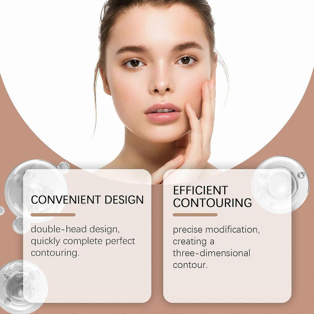 2-in-1 Gesichtsformungs- und Konturierungsstift (Bräunlich + Tiefer Champagnerfarben) Langanhaltend ohne Verblassen des Make-ups, dreidimensionale, natürliche Kontur, Po