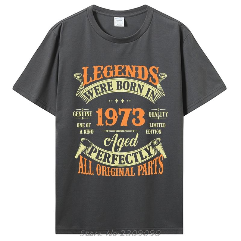 49th Birthday Tee Vintage Legends Born In 1973 49 Years Old T-Shirt for Unisex O-Neck Clothing Father's Day Gifts Mama Tshirt