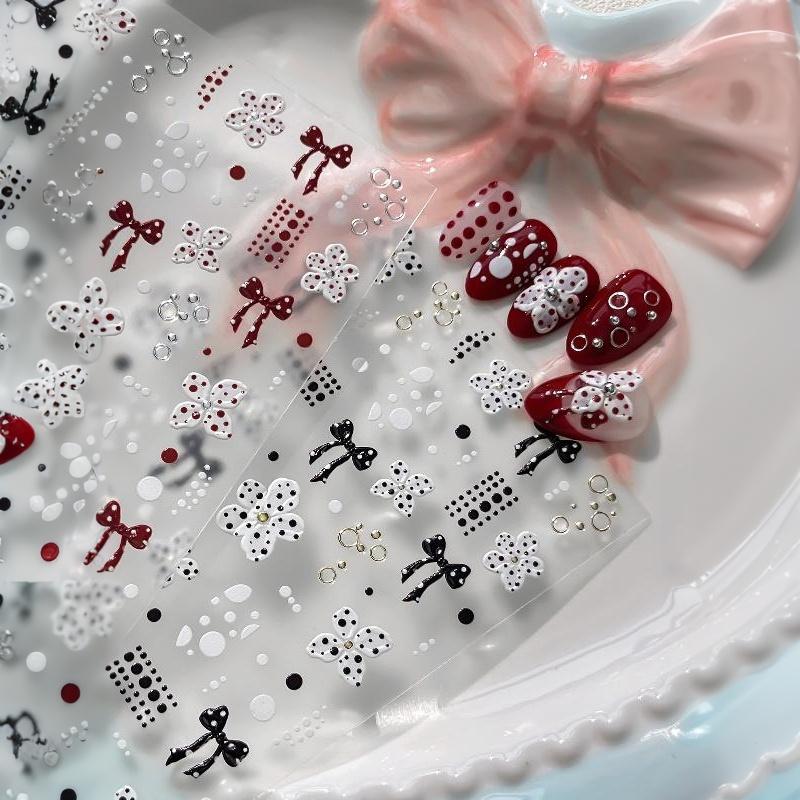 Fiore,Pois,Papillon Adesivo per Unghie Autoadesivo Decorazioni Decalcomanie Fai da Te Manicure Scrapbooking Diario Adesivo