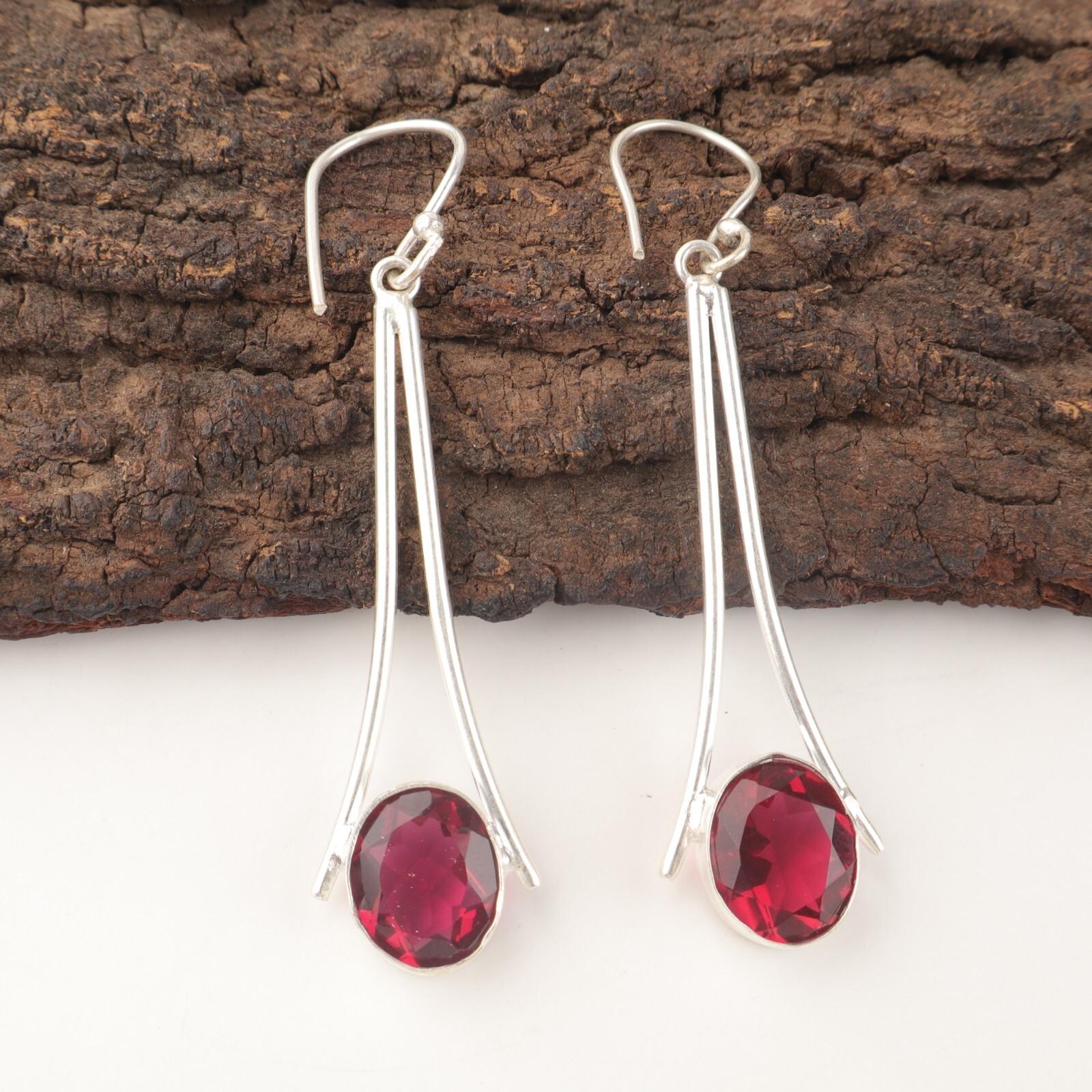 

Овальный Натуральный Розовый Рубеллит Серебро 925 пробы Подарок Маме Новые Висячие Серьги-крючки EE-136-12