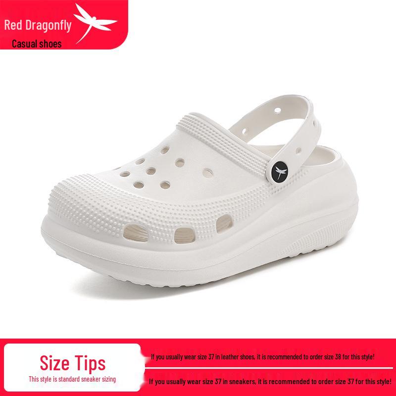 White Perforated Thick-Soled Women s Sandals  Slippers - Closed-Toe, Soft-Soled Mules for Outdoor Wear 39