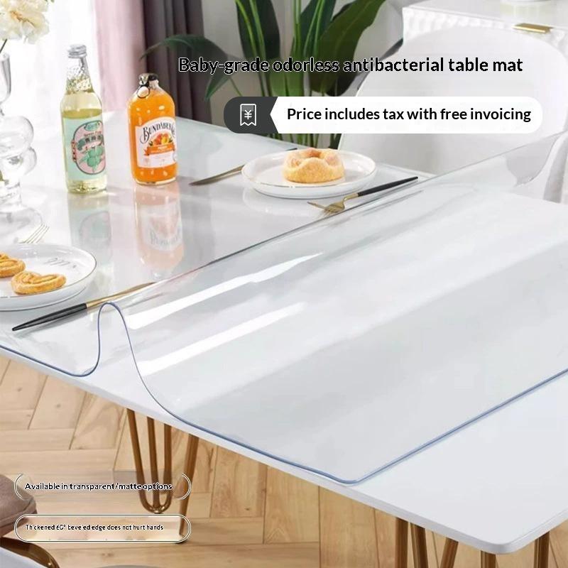 Clear PVC Table Protector Wear Resistant Oil Proof Heat Resistant Antibacterial Mat for Office Conference Meeting Table
