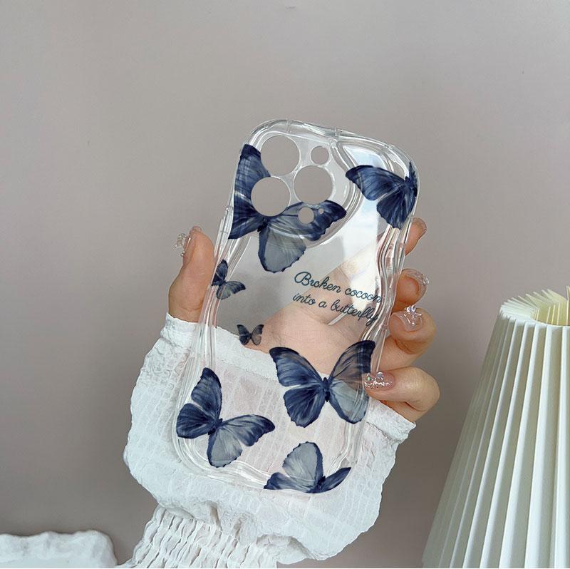 INS Retro Butterfly Phone Case For iPhone 17 16 16e 15 14 13 12 11 Pro Max Mini X XR XSMAX 8 7 6S Air Plus 3D Wave Soft TPU