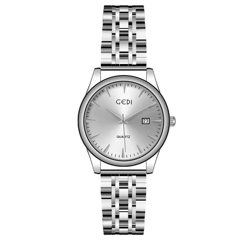 Couple Classic Steel Belt Watch Simple High-End Calendar Waterproof Quartz Watch High-Value Watch