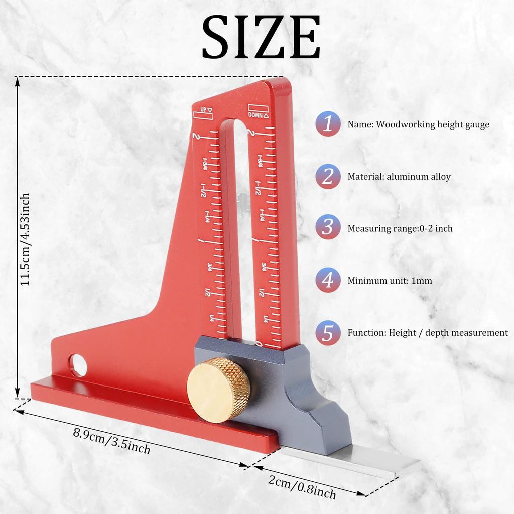 CNC Aluminum Alloy Table Saw Ruler with Magnetic Height Gauge Precision Depth Measuring Tool for Circular Saw Router