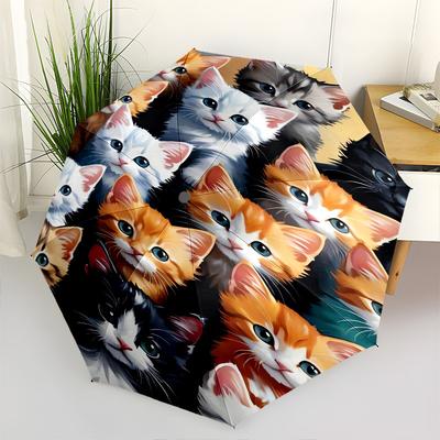 Kittens- Automatic Umbrella, Four Seasons Portable Folding Umbrella, Suitable for Men and Women, Travel, Daily Compact Umbrella, Outdoor Acc