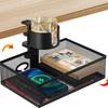AP LAB Under-Desk Storage Rack with Drink Holder [No Drilling Required & 360 Degree Rotation] Add-on Drawer Under-Table Storage Small Item Organizer R