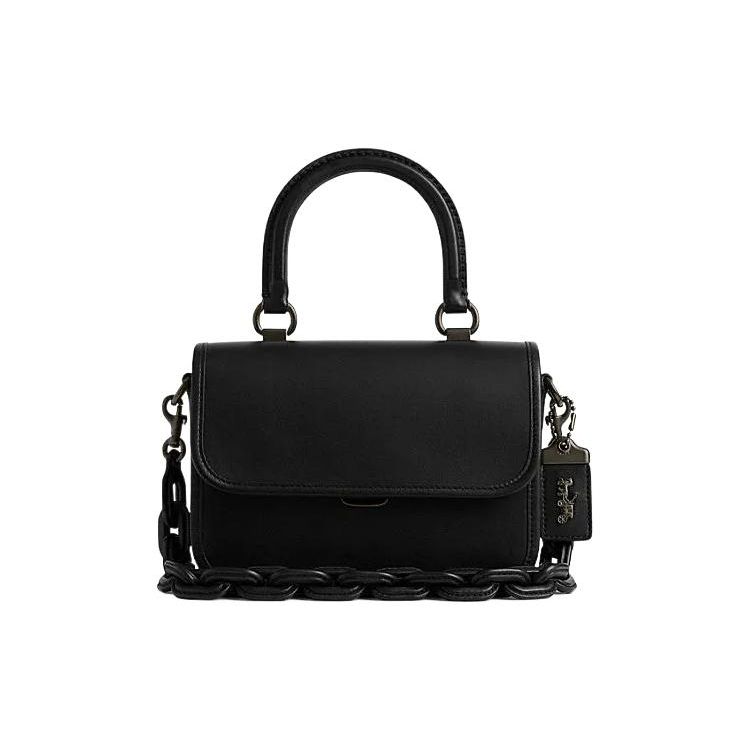 

Coach Rogue 22 Nameplate Chain Flap Lock Leather Shoulder Bag Women shoulder bag Black CQ760-MWBK Basic Set (Bag+Dust Bag)
