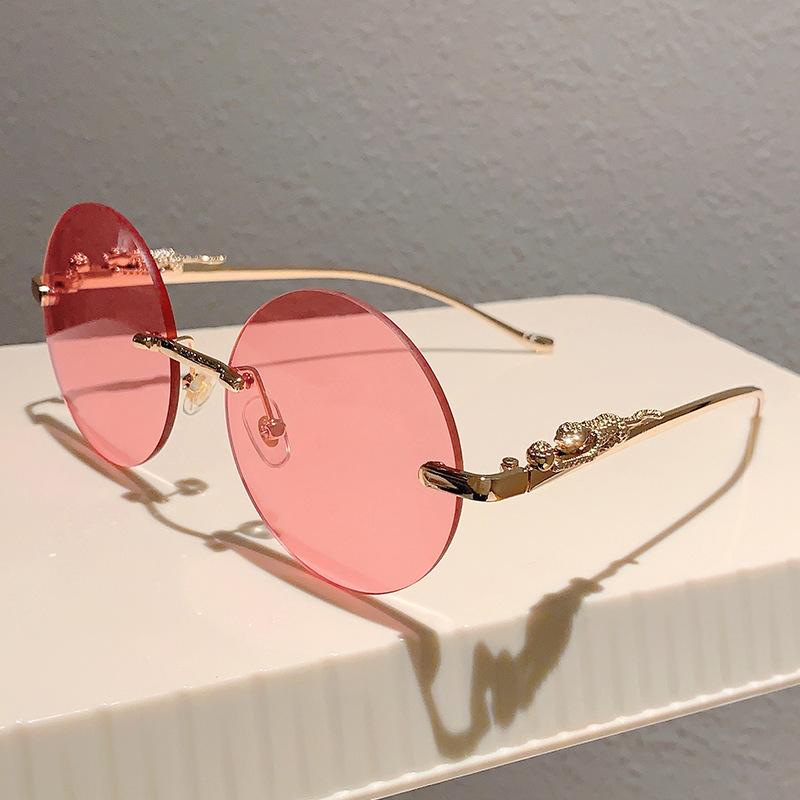 Luxury Causal Rimless Sunglasses Women Sunscreen Fashion Metal Glasses Uv400 Glasses Outdoor Driving Alloy Eyeglasses