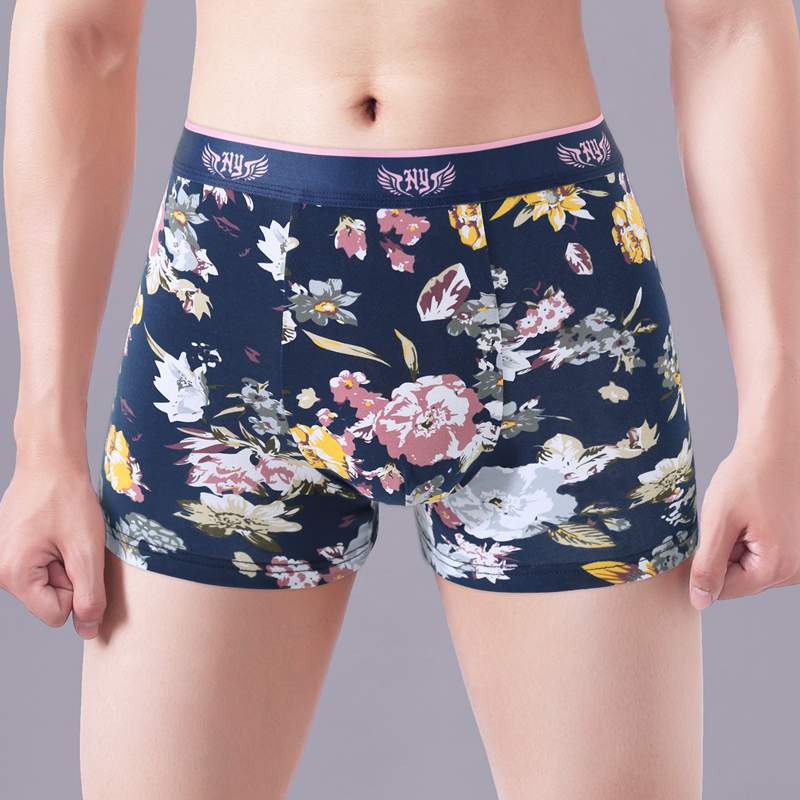Men's Printed Underwear Plus Size Young Men's Sexy Sports Four Cornered Underwear