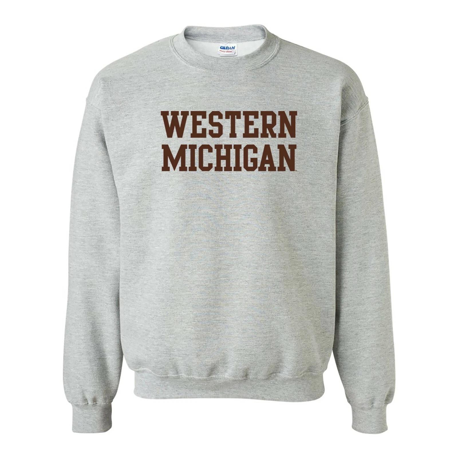 Western Michigan Broncos Basic Block Crewneck Sweatshirt - Sport Grey M