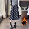 New Autumn/Winter Plus-Size Plaid Wool A-Line Midi Skirt for Women with Slimming Wide Hem