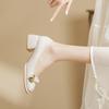 Bow thick heel single shoes women's skirt shopping casual women's shoes Mary Jane single shoes women