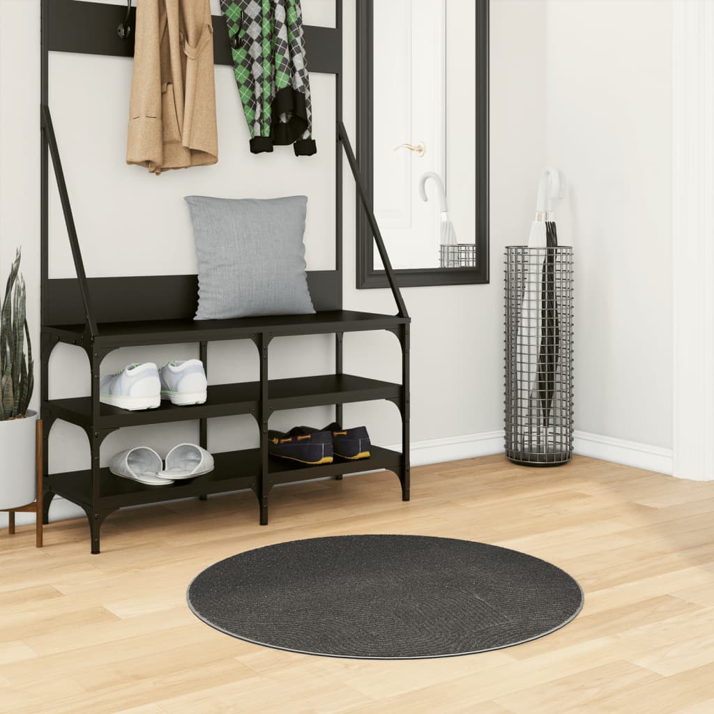 Vidaxl Teppich Iza Kurzflor, Anthrazit, Ø 80 cm