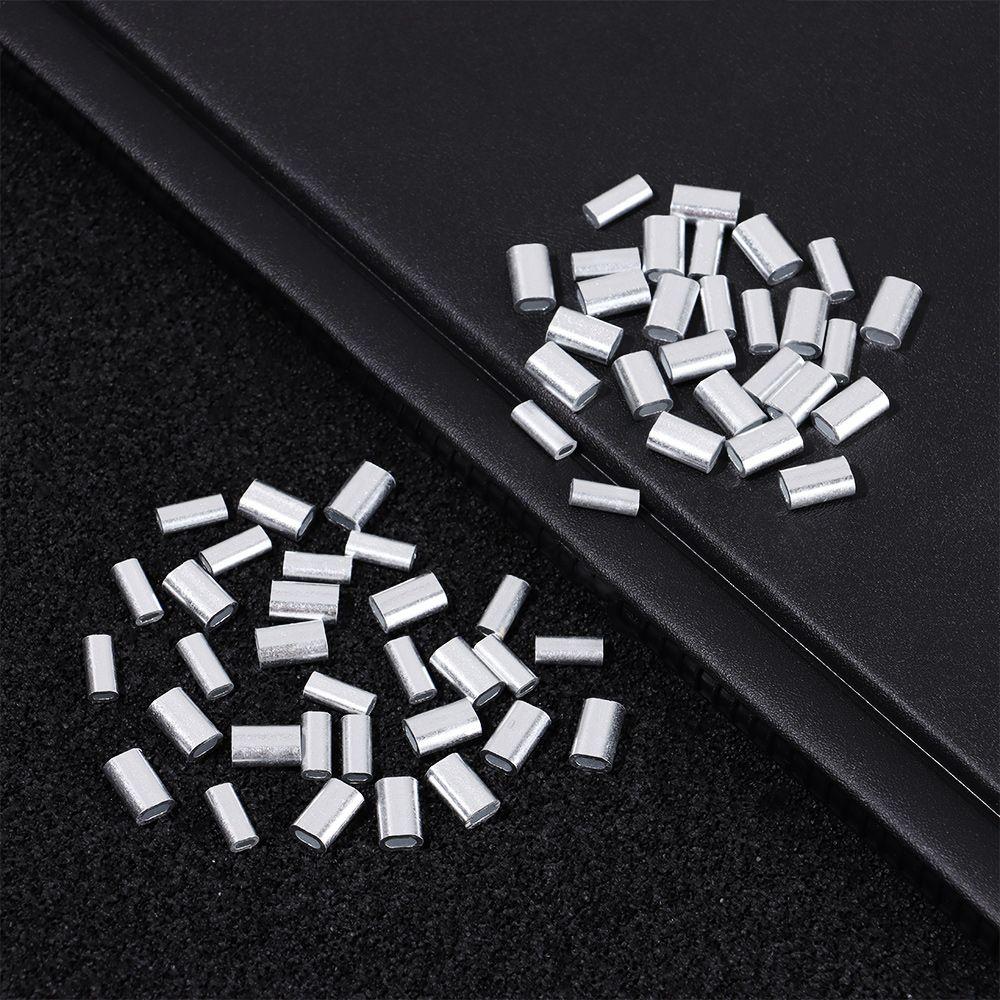 Aluminum Fishing Crimp Sleeves 100pcs/lot Double Oval Fishing Line Crimping Tube Wire Crimp Connector Accessories 1.0-2.0mm