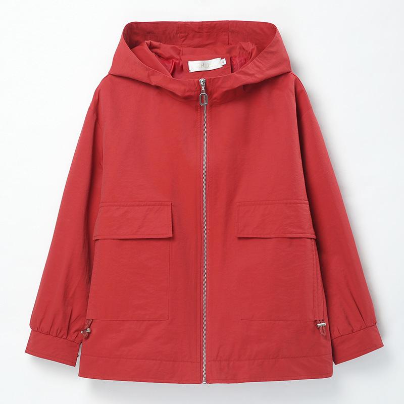 Women's Petite Hooded Trench Coat - Casual & Stylish for Spring & Autumn