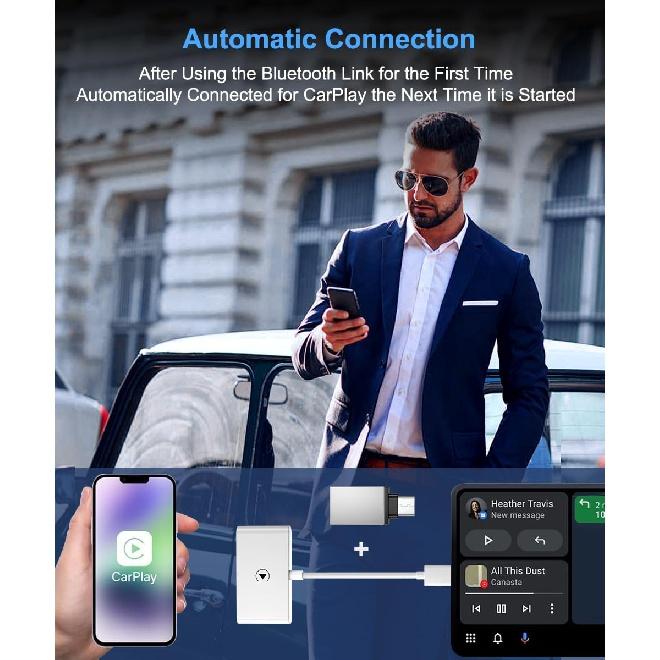 Wireless CarPlay Adapter for iPhone - Converts Wired to Wireless CarPlay, Plug &amp; Play, Easy Installation - Compatible with BMW, Lexus, Ford,