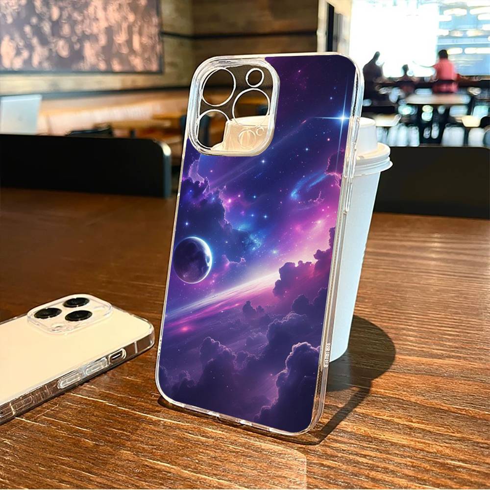 Traumhafter Galaxie-Print Handyhülle Für iPhone17,16,15,14,13,12,11 Plus,Pro Max Weiche Transparente Hülle