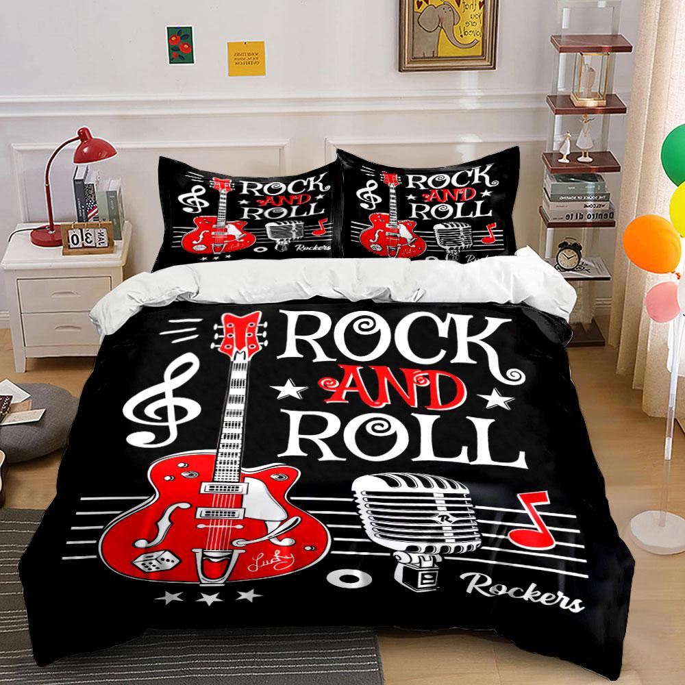 

Guitar, microphone, music notes. Bedding sets Duvet cover sets Duvet covers Pillowcases(1 * Duvet Cover 2 * Pillowcases, without duvet insert) 135x200cm