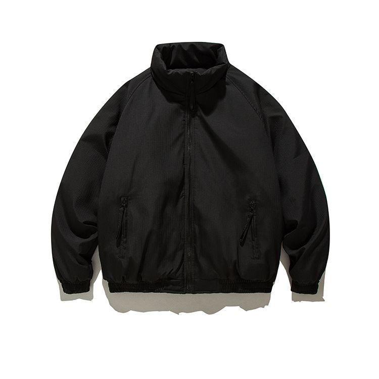 Unisex americká retro péřová bunda s vertikálními pruhy - Zesílený bavlněný kabát svrchní oděv, Ležérní všestranný design