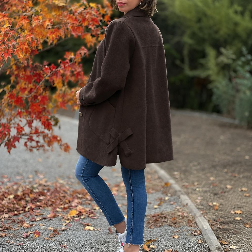Damen Freizeit Wollmantel mit Kragen für den Winter