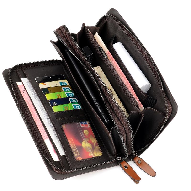 Herren Doppelreißverschluss Business Clutch: Handtasche mit großer Kapazität für Handy und mehreren Kartenfächern