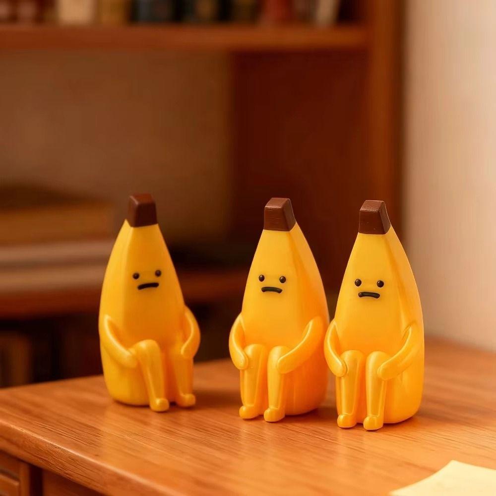 PLA Material Anxious Banana Ornaments Yellow Mini Model Desktop Toys Home Decoration