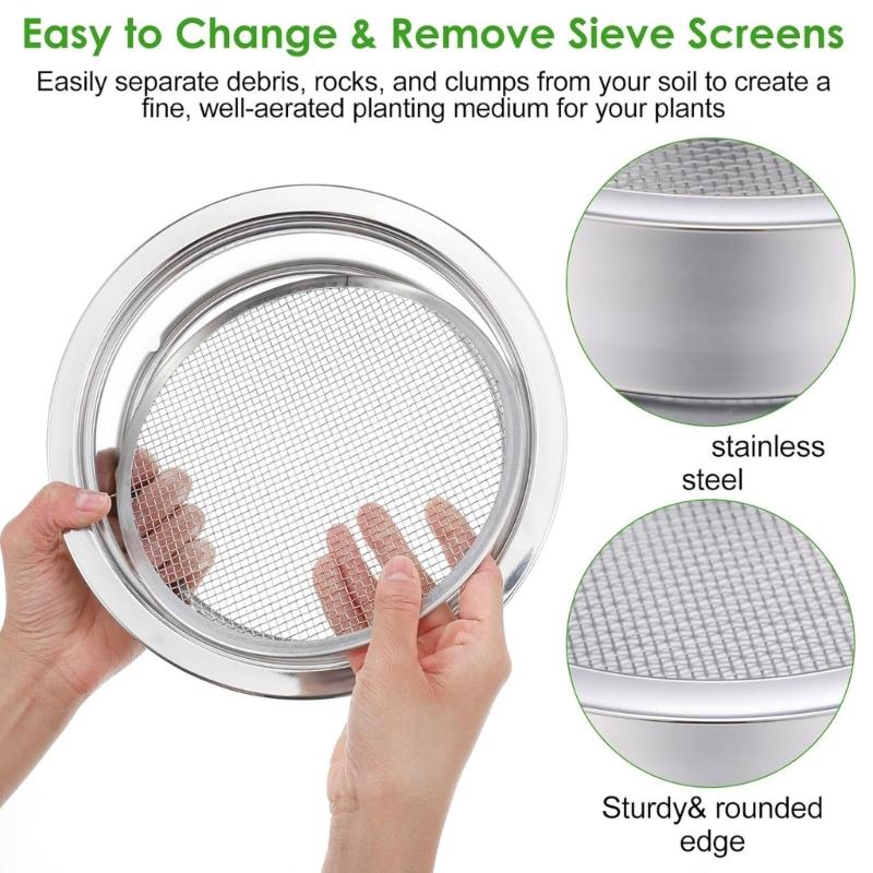 Professional Compost Sieve Set Rust Proof Stainless Steel Texture Garden Sieve Suitable for Gardeners and Farmers