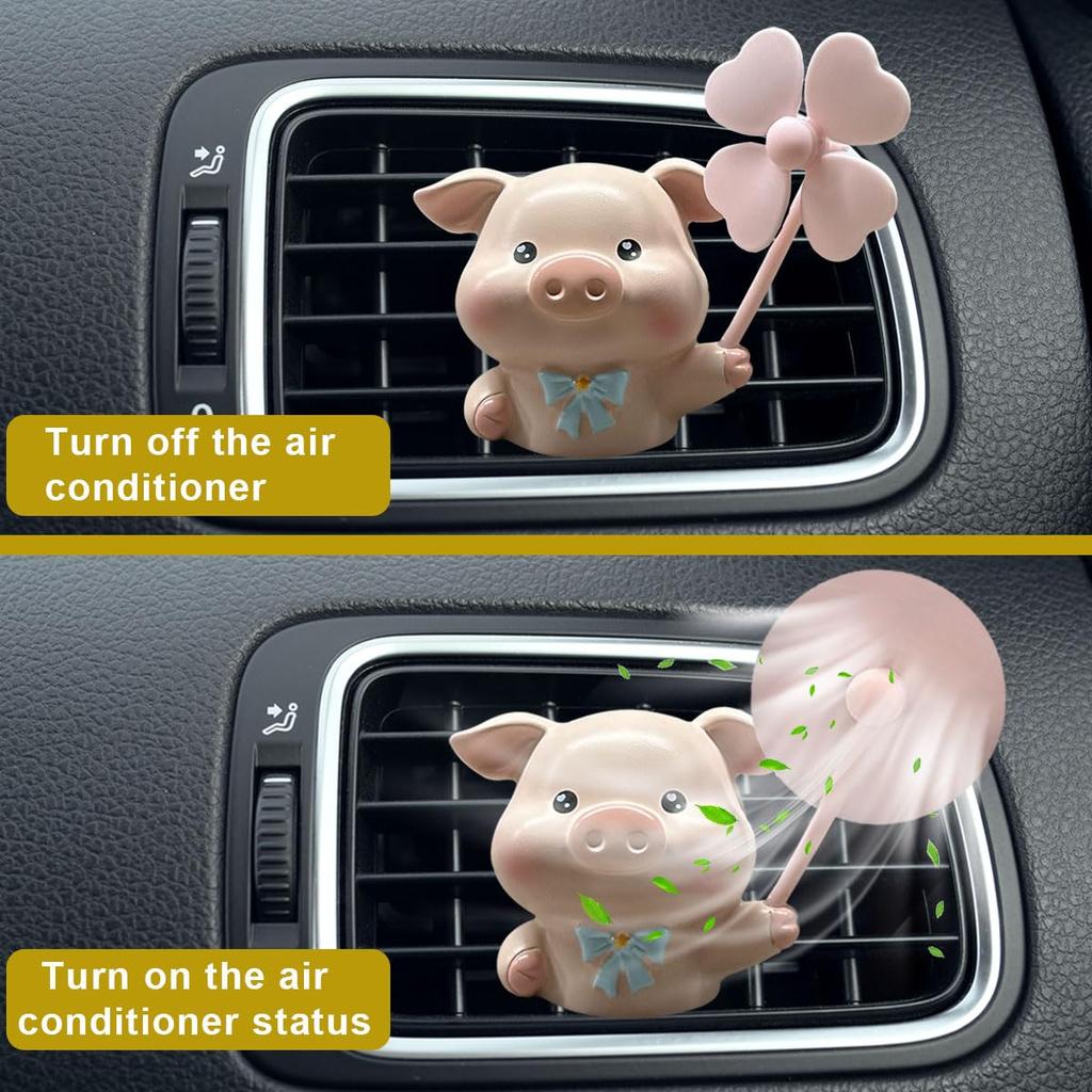 Cute Pig Car Vent Clip, Rotating Windmill Aroma Outlet Clip, Animal