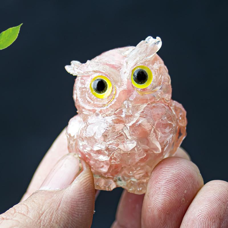 Uil Hars Kristal Beeldje Met Natuurlijke Watersteen Voor Huisdecoratie En Cadeau Geven