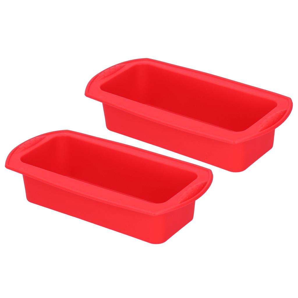 2Pcs Rectangle Silicone Cake Pan Bread Mold Baking Tool 2lb Cake Moulds Accessory Red