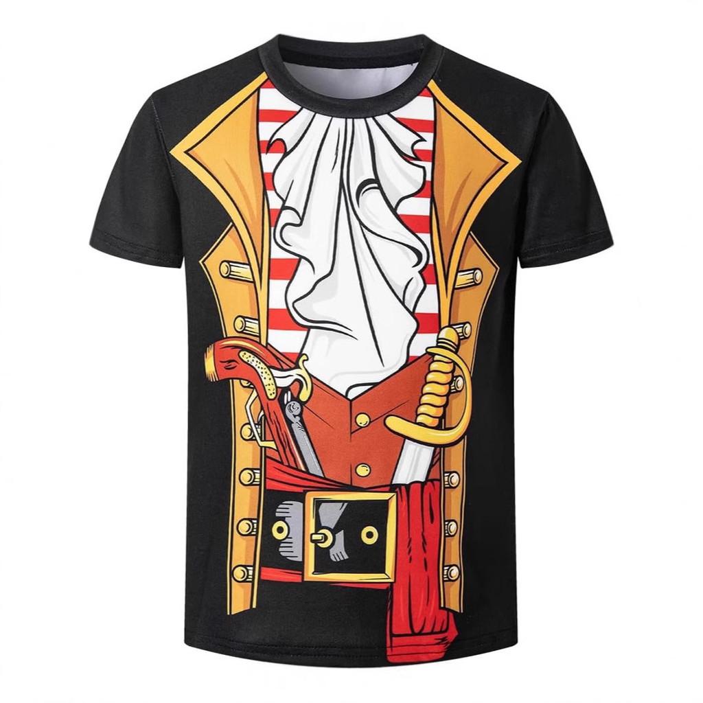 Wacky Spoof Pirate Digital Print T Shirt With Breathable Polyester For Youth Summer Casual Wear