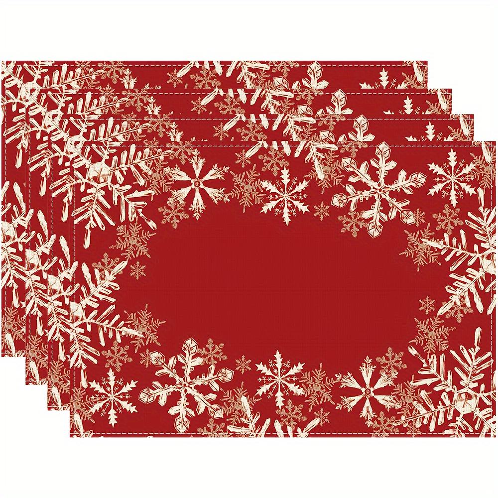 4-Piece Winter Solstice Snowflake Placemats Easy-Clean Winter Solstice Family Feast & Christmas Party Winter Table Decor 4PCS