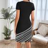 Women's Short-sleeved Round Neck Geometric Printed Slim Short Dress